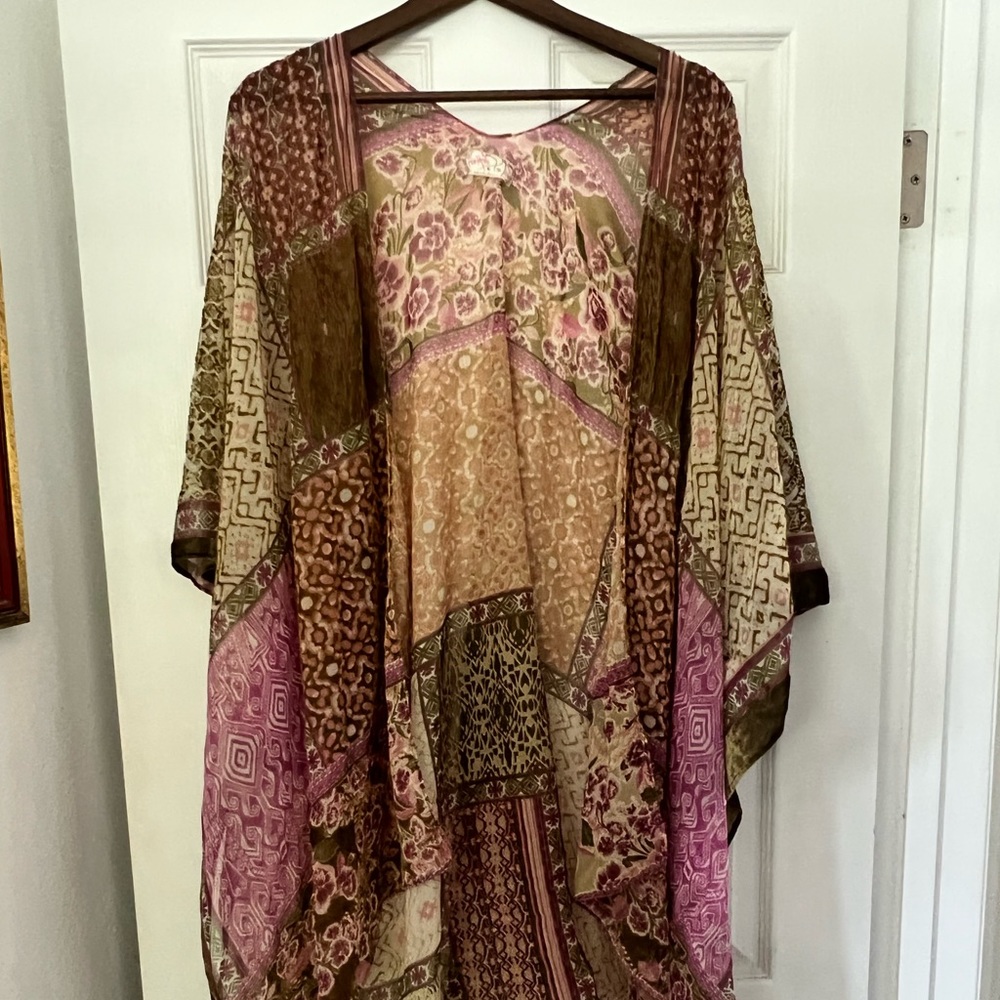 Free people purple and green velvet kimono